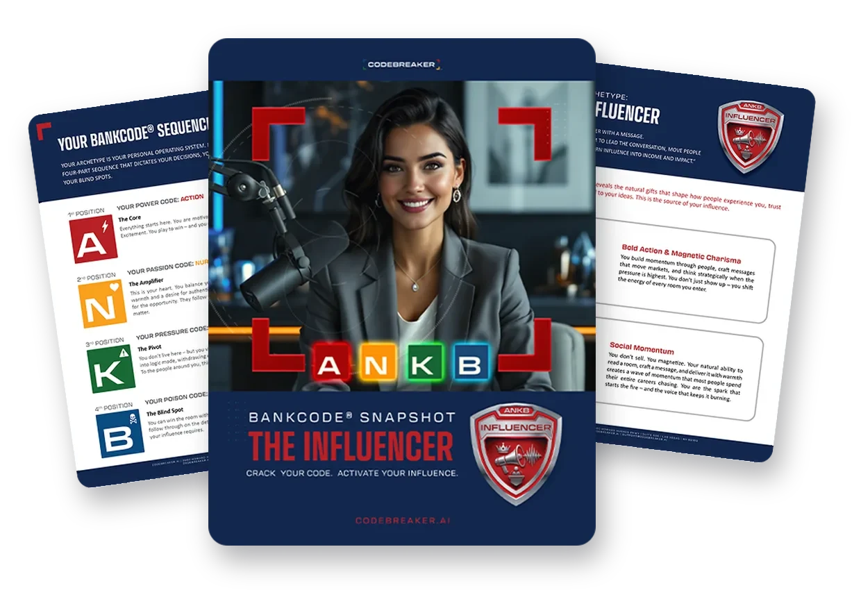 BANKCODE® Snapshot sample — ANKB The Influencer report cover and pages